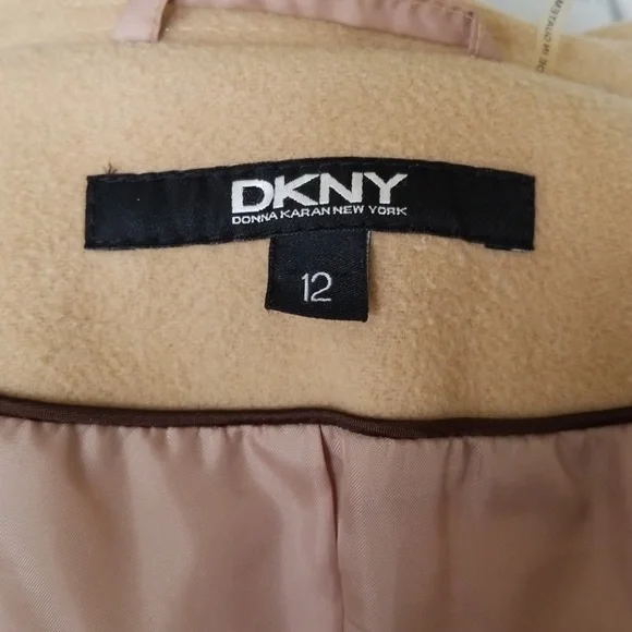 DKNY Tan Wool Blend Pea Coat - Picture 7 of 8